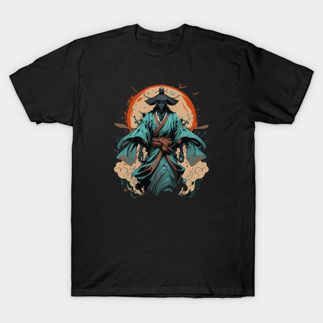 Samurai Warrior at Dusk T-Shirt by DAVINCIOO